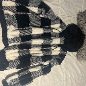 fuzzy plaid jacket